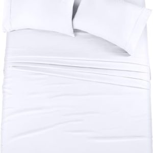 Utopia Bedding King Sheet Set 4 Piece Bed Sheets for King Size Bed, Hotel Luxury, Extra Soft, Cooling Bed Sheets - Wrinkle, and Fade Resistant (White)