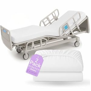 2 Pack Fitted Hospital Bed Sheets with Elastic All Around for a Perfect Fit - Cotton Rich Soft Knitted Jersey Sheet, 36” x 84” x 12”