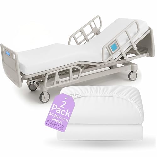 2 Pack Fitted Hospital Bed Sheets with Elastic All Around for a Perfect Fit - Cotton Rich Soft Knitted Jersey Sheet, 36” x 84” x 12” 2 Pack Fitted Hospital Bed Sheets with Elastic All Around for a Perfect Fit - Cotton Rich Soft Knitted Jersey Sheet, 36” x 84” x 12”