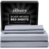 Silvery Silver Infused Bed Sheets Set - Ultra-Soft Temperature-Regulating Fabric with Self-Cleaning Technology™ That Stays Fresh 3X Longer for Hygienic Sleep (Gray, Queen)