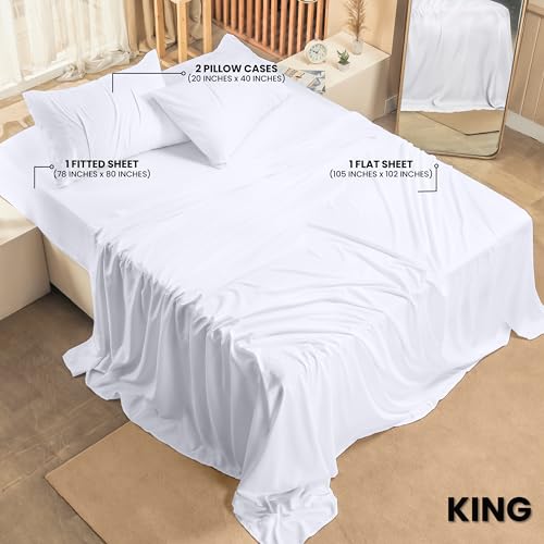 Utopia Bedding King Sheet Set 4 Piece Bed Sheets for King Size Bed, Hotel Luxury, Extra Soft, Cooling Bed Sheets - Wrinkle, and Fade Resistant (White) Utopia Bedding King Sheet Set 4 Piece Bed Sheets for King Size Bed, Hotel Luxury, Extra Soft, Cooling Bed Sheets - Wrinkle, and Fade Resistant (White)