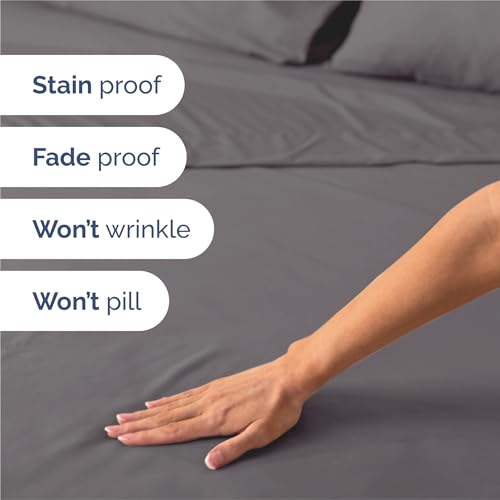 King 6 Piece Sheet Set - Comfy Breathable & Cooling - Ultra-Soft Hotel Luxury Bedding Set with 8-16 Inch Deep Pockets - 1 Flat & 1 Fitted Sheet & 4 Pillowcases - Wrinkle Free & Easy Care - Dark Grey King 6 Piece Sheet Set - Comfy Breathable & Cooling - Ultra-Soft Hotel Luxury Bedding Set with 8-16 Inch Deep Pockets - 1 Flat & 1 Fitted Sheet & 4 Pillowcases - Wrinkle Free & Easy Care - Dark Grey