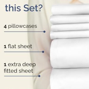 Extra Deep King Sheet Set - 6 Piece Breathable and Cooling Sheets - Hotel Luxury Bed Sheets Set - Easy & Secure Fit - Soft, Wrinkle Free and Comfy Sheets Set - White Sheet Set with Extra Deep Pockets