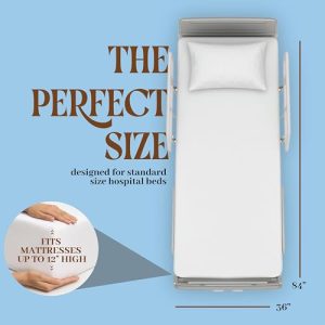 2 Pack Fitted Hospital Bed Sheets with Elastic All Around for a Perfect Fit - Cotton Rich Soft Knitted Jersey Sheet, 36” x 84” x 12”