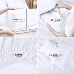 Utopia Bedding King Sheet Set 4 Piece Bed Sheets for King Size Bed, Hotel Luxury, Extra Soft, Cooling Bed Sheets - Wrinkle, and Fade Resistant (White)