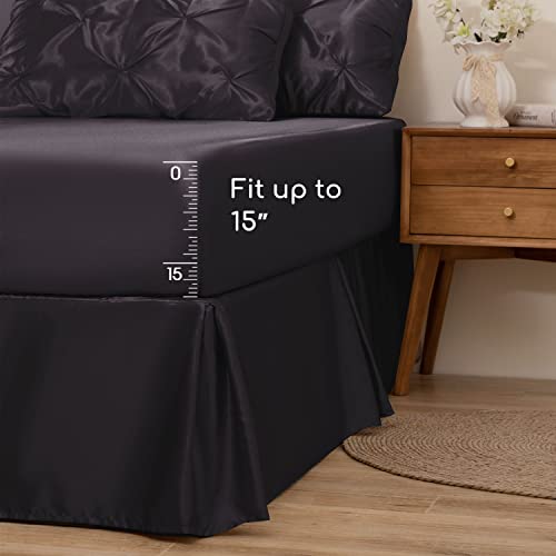 MR&HM Satin Comforter Queen 7 Pieces - Luxurious Pinch Pleat Bedding Set with Comforter, Flat Sheet, Fitted Sheet, Pillowcases & Shams, Super Silky Soft Bed Set for All Season (Queen, Black) MR&HM Satin Comforter Queen 7 Pieces - Luxurious Pinch Pleat Bedding Set with Comforter, Flat Sheet, Fitted Sheet, Pillowcases & Shams, Super Silky Soft Bed Set for All Season (Queen, Black)