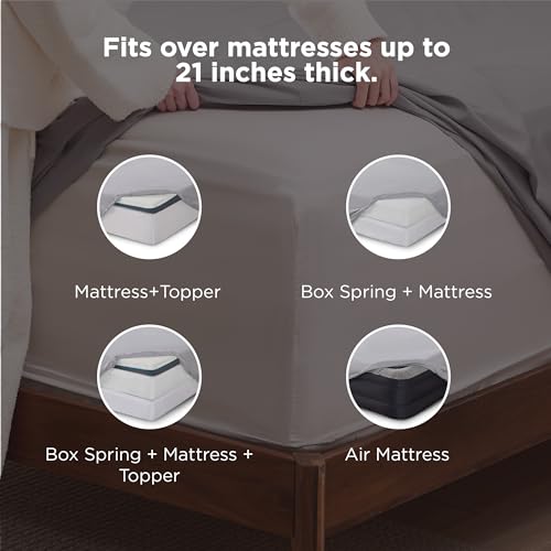 Bedsure Deep Pocket Queen Sheets Set - Fits Mattresses Up to 21 Inches Thick - 4 Piece GentleSoft Bed Sheets, Moisture Wicking, Soft & Cooling Bedsheet & Pillowcases, Easy & Secure Fit, Light Grey Bedsure Deep Pocket Queen Sheets Set - Fits Mattresses Up to 21 Inches Thick - 4 Piece GentleSoft Bed Sheets, Moisture Wicking, Soft & Cooling Bedsheet & Pillowcases, Easy & Secure Fit, Light Grey