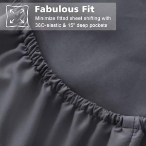 Queen Size 4 Piece Bed Sheet Set - Ultra Imitation Cotton-Premium Breathable & Cooling Sheets - Hotel Luxury Bed Sheets Deep Pocket up to 15"- Wrinkle, Fade, Stain Resistant (Dark Grey, Queen)