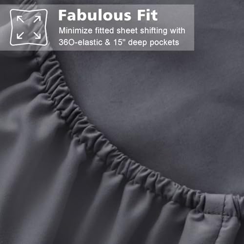 Queen Size 4 Piece Bed Sheet Set - Ultra Imitation Cotton-Premium Breathable & Cooling Sheets - Hotel Luxury Bed Sheets Deep Pocket up to 15"- Wrinkle, Fade, Stain Resistant (Dark Grey, Queen) Queen Size 4 Piece Bed Sheet Set - Ultra Imitation Cotton-Premium Breathable & Cooling Sheets - Hotel Luxury Bed Sheets Deep Pocket up to 15"- Wrinkle, Fade, Stain Resistant (Dark Grey, Queen)