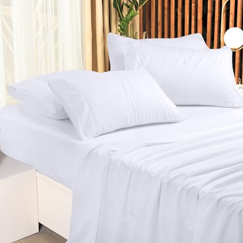 Utopia Bedding King Sheet Set 4 Piece Bed Sheets for King Size Bed, Hotel Luxury, Extra Soft, Cooling Bed Sheets - Wrinkle, and Fade Resistant (White) Utopia Bedding King Sheet Set 4 Piece Bed Sheets for King Size Bed, Hotel Luxury, Extra Soft, Cooling Bed Sheets - Wrinkle, and Fade Resistant (White)