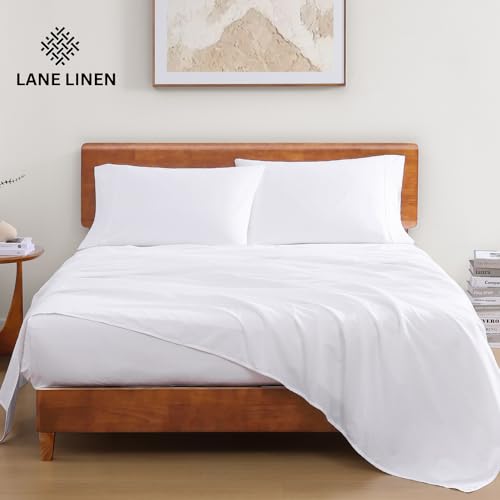LANE LINEN Eco Friendly 100% Organic Cotton Queen Sheet Set, Soft & Comfy Fully Elasticized 15" Deep Pocket Bed Sheets, Low Pill Naturally Cooling Machine Wash Sábanas Queen- White Bed Sheets LANE LINEN Eco Friendly 100% Organic Cotton Queen Sheet Set, Soft & Comfy Fully Elasticized 15" Deep Pocket Bed Sheets, Low Pill Naturally Cooling Machine Wash Sábanas Queen- White Bed Sheets