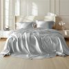 Bedsure Satin Sheets Queen Size - 4 Piece Silky Bedsheets with 15 Inches Deep Pocket Fitted Bedsheet,1 Flat Sheet, 2 Satin Pillowcases, Good for Hair & Skin (Queen, Silver Grey)