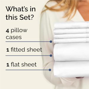 King Sheets Set 6 Piece - Includes 4 Pillowcases - Bed Sheets King Size - Soft Hotel Luxury Bedding - Cooling, Comfy, Fade Free & Breathable - 1 Flat & 1 Fitted & 4 Pillowcases w/ Deep Pockets - White