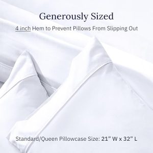 California Design Den Standard Queen Size Pillowcase Set - 400 Thread Count, 100% Cotton Sateen, Set of 2 Pillow Covers, Breathable, Cooling, Soft for Quality Sleep - Bright White