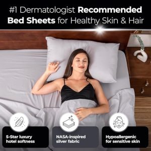 Silvery Silver Infused Bed Sheets Set - Ultra-Soft Temperature-Regulating Fabric with Self-Cleaning Technology™ That Stays Fresh 3X Longer for Hygienic Sleep (Gray, Queen)