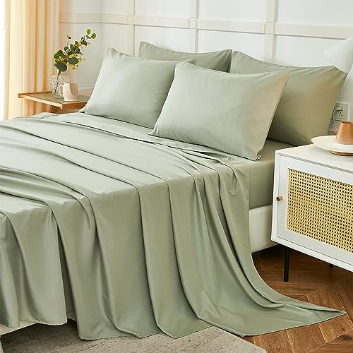 ILAVANDE Queen Sheets Set 6 Piece,Hotel Luxury Super Soft 1800 Series Microfiber Queen Bed Sheets Set-Wrinkle Free & Breathable-14 Deep Pocket Sheets for Queen Size Bed(Queen,Sage Green) ILAVANDE Queen Sheets Set 6 Piece,Hotel Luxury Super Soft 1800 Series Microfiber Queen Bed Sheets Set-Wrinkle Free & Breathable-14 Deep Pocket Sheets for Queen Size Bed(Queen,Sage Green)
