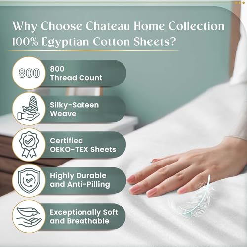 100% Egyptian Cotton Sheets Queen Size Bed Set, Deep Pocket Queen Sheet set, 800 Thread Count Cotton Bed Sheets, Naturally Cool Soft Breathable No Pill Elasticated Luxury White Bedding For All Seasons 100% Egyptian Cotton Sheets Queen Size Bed Set, Deep Pocket Queen Sheet set, 800 Thread Count Cotton Bed Sheets, Naturally Cool Soft Breathable No Pill Elasticated Luxury White Bedding For All Seasons